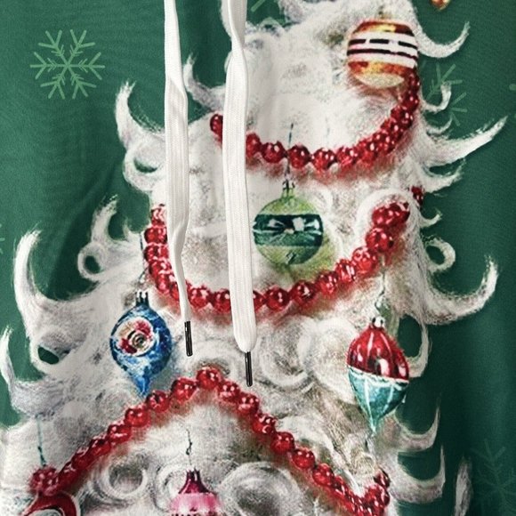 Pullover Cat Tree Christmas Long Sleeve Hoodie wIth Pockets Mens Sz Large - Picture 3 of 8